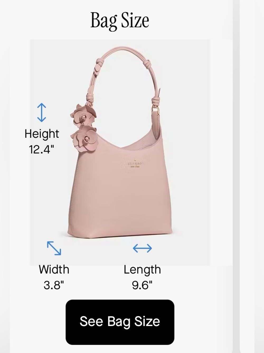 kate spade Blush Pink Floral-Handle Small Shoulder Bag NWT - Picture 5 of 8
